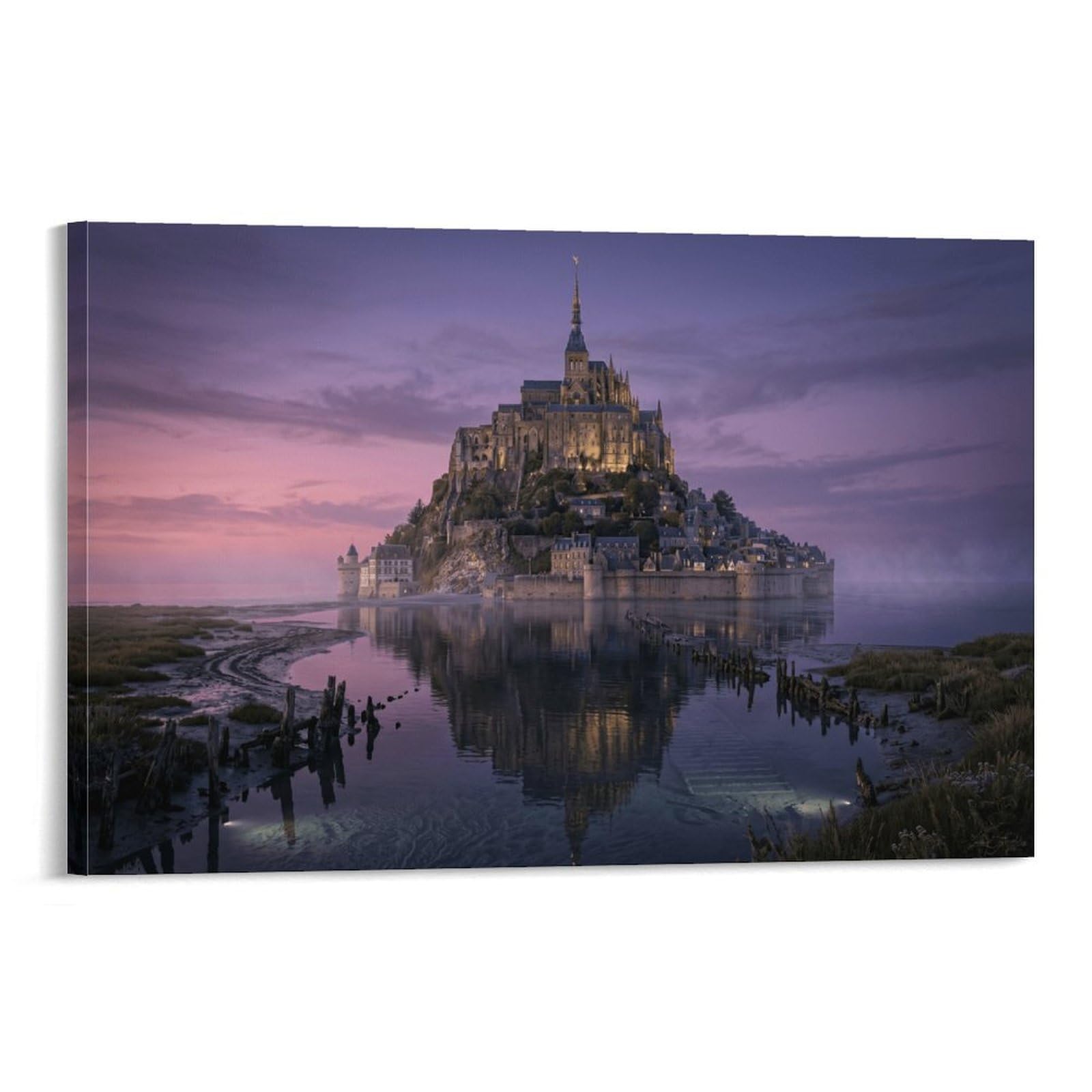 XPASHIQWC Mont Saint-Michel France Wall Decor Poster Giclee Canvas Prints Modern Wall Art Picture Wall Hanging for Bedroom Living Room Decor 12x18inch(30x45cm)