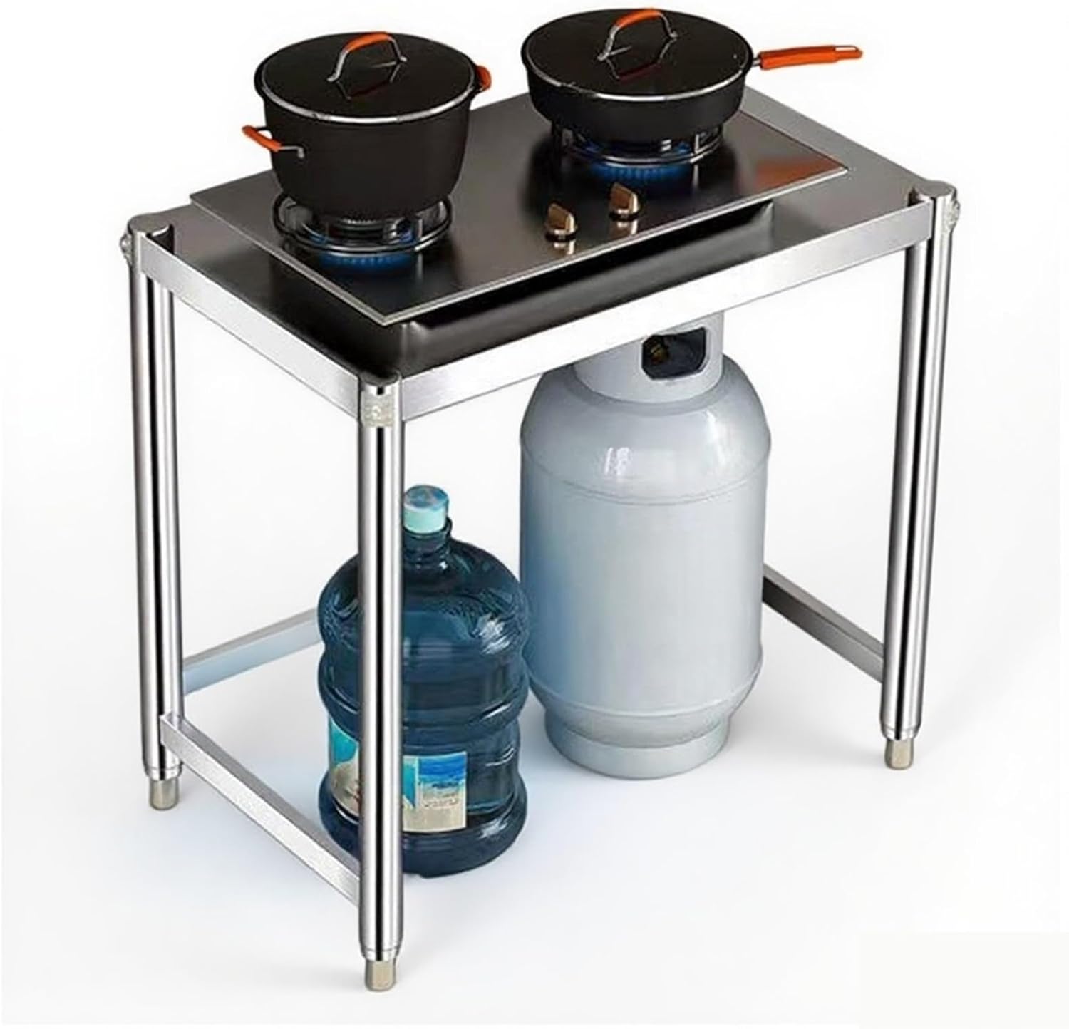 Stainless Steel Workbench Single Sink Prep Table Kitchen Cooker Shelf Chopping Board Open Storage Shelf Multi-functional Metal Table Easy to Install