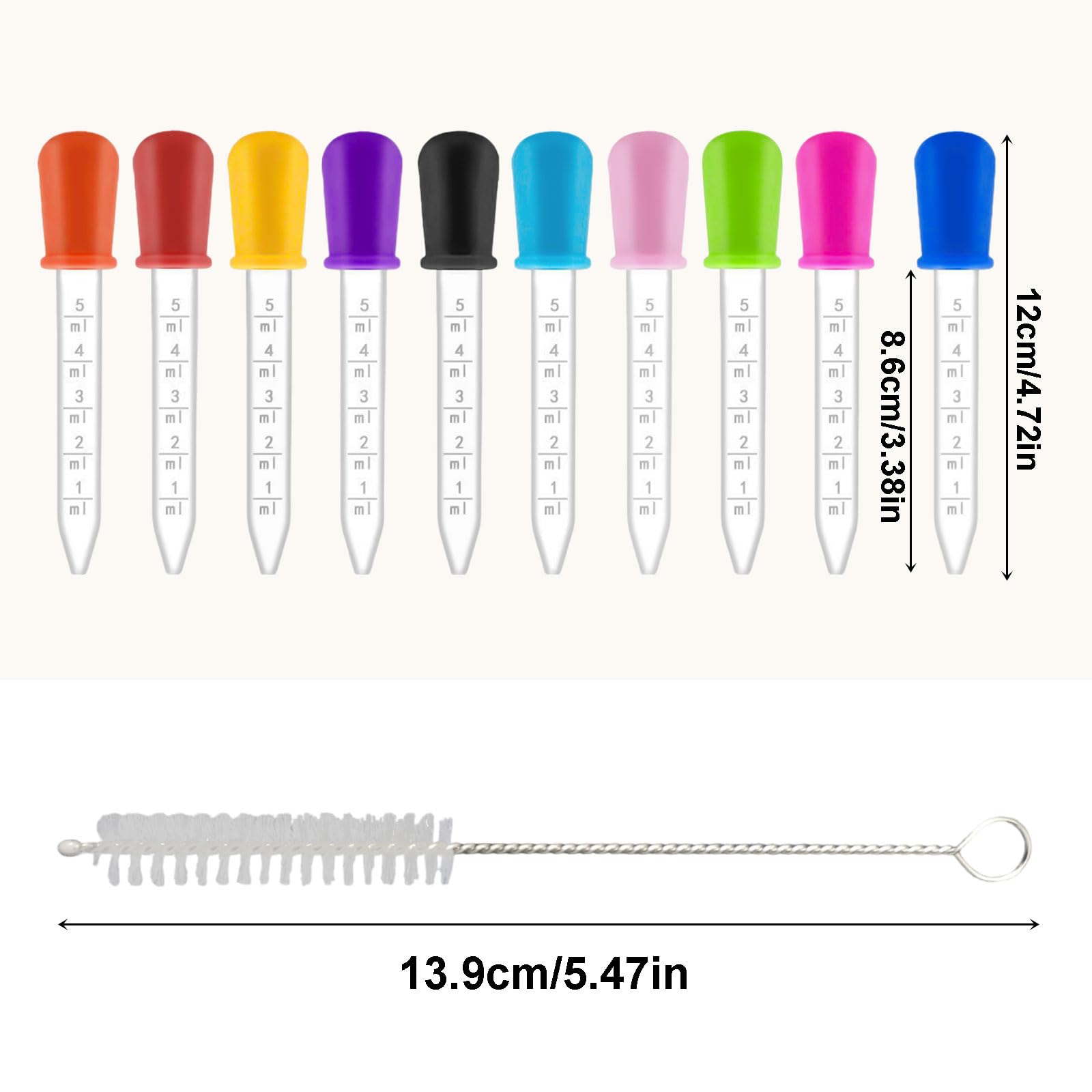 UILYNIU 20 PCS Gocce Liquide con 2 Spazzole di Pulizia,5ml Pipette Contagocce Plastica Pipetta Dropper in Silicone con Spazzola Pulita, per Caramelle Gommose, Animali Domestici, Piante (22 pcs)