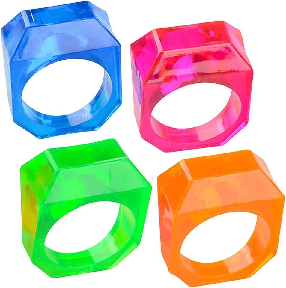 Rhode Island Novelty .75 Inch Plastic Crystal Rings 24 Rings Per Order Birthday Party Favor Carnival Game Classroom Prize