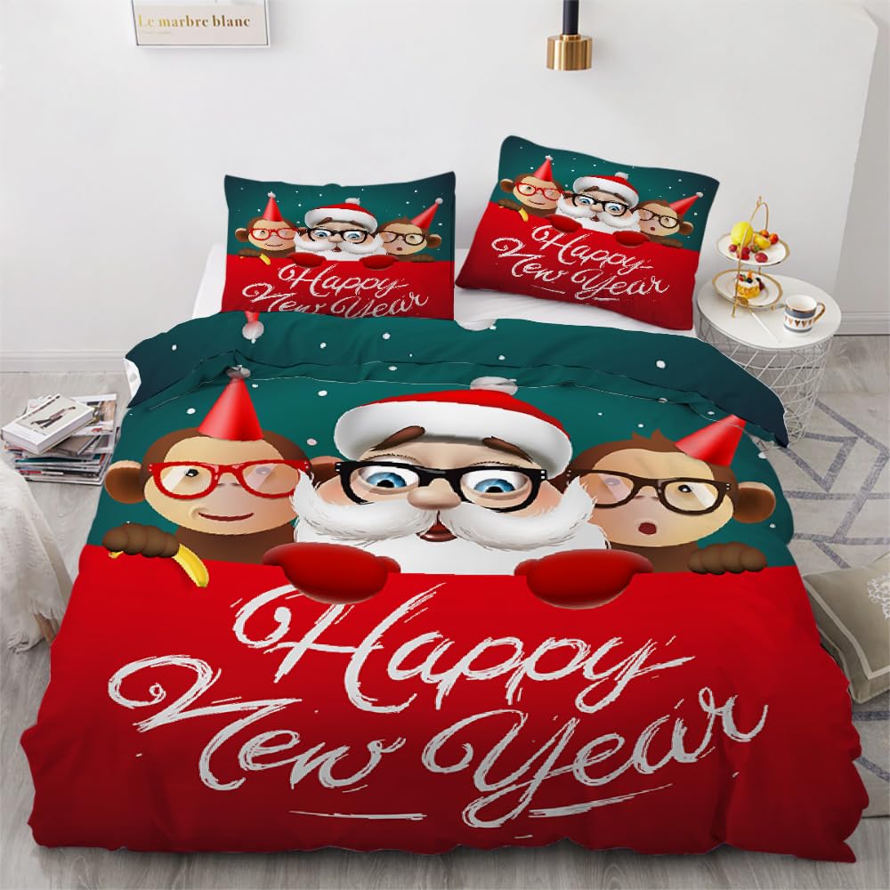 MARBRE 3D Christmas Single Duvet Cover Set 135x200cm 2 piece Soft Microfiber Reversible Bedding Set Christmas Comforter Cover with Zipper Closure Quilt Cover with Pillowcase 50x75cm（Image 8-8） — image 1