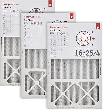 Honeywell Home 16x25x4 MERV 8, AC Furnace Air Filter, 3 PACK CF408F1625-3PKAM Actual Dimensions 15.63 x 24.75 x 4.38 in.