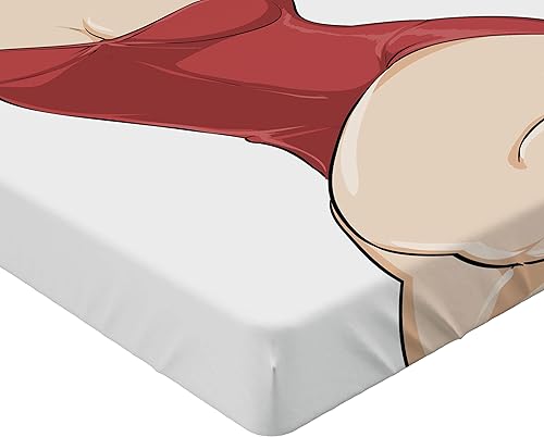 Miniatura 3 de Ambesonne Pin up - Sábana bajera ajustable para niña, piel pálida posando morena en trajes de baño sin tirantes, ropa de cama de tela decorativa