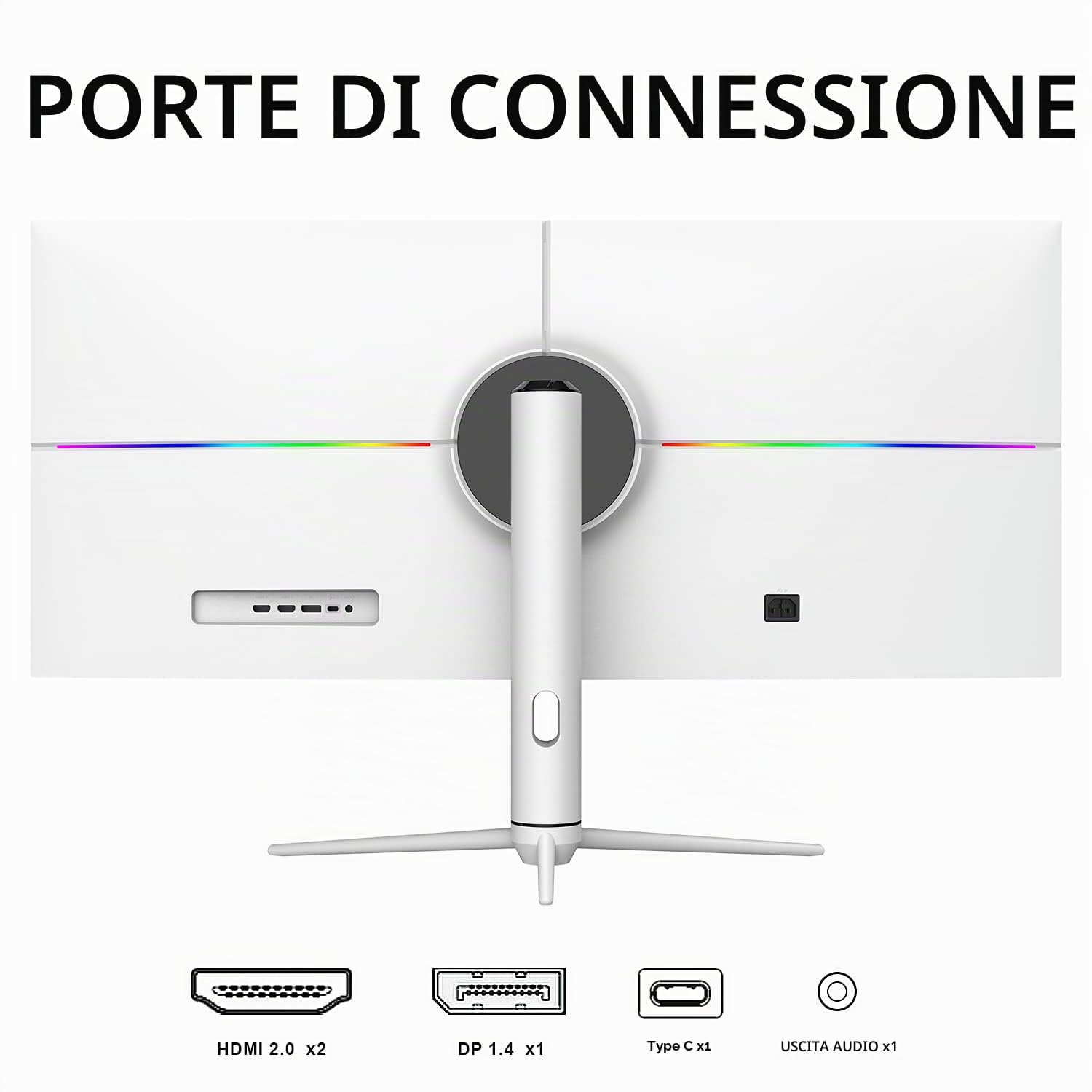 Itek Monitor GGF - 40 pollici, Piatto, Risoluzione 3440x1440 Ultra WQHD, Schermo 21:9, HDR600, Pannello IPS da 144Hz, risp. 1ms, collegamento HDMI e DP, Uscita Audio,luci Led RGB, HUB USB,Type-C