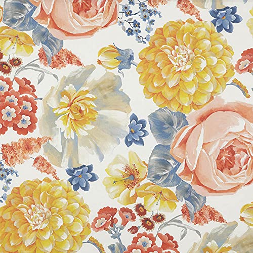 Tissu en toile de coton imprimé floral hortensia pour couture et ameublement