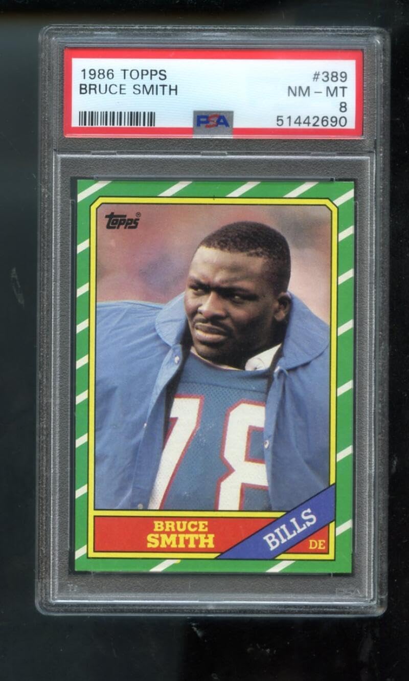 1986 Topps #389 Bruce Smith ROOKIE RC PSA 8 Graded Football Card NFL Buffalo Bills