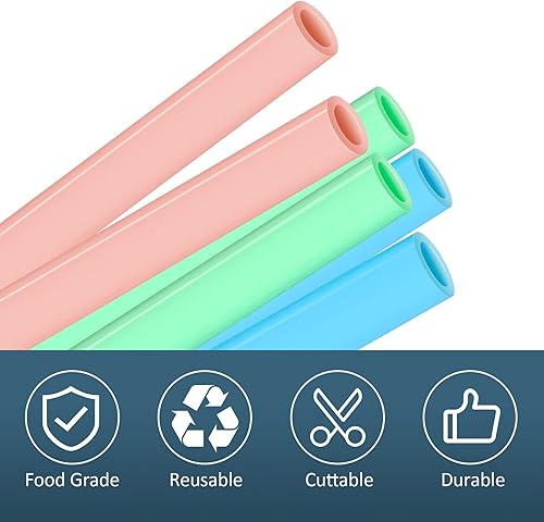 Miniatura 4 de Pajitas de repuesto de silicona para botella de agua Owala FreeSip de 19 onzas, 24 onzas, 32 onzas, 6 popotes reutilizables con cepillo de limpieza