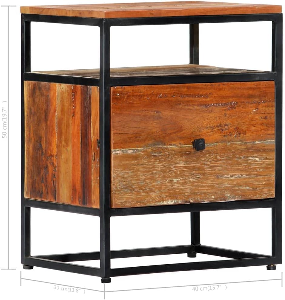 vidaXL Bedside Cabinet Multicolor Solid Reclaimed Wood Small
