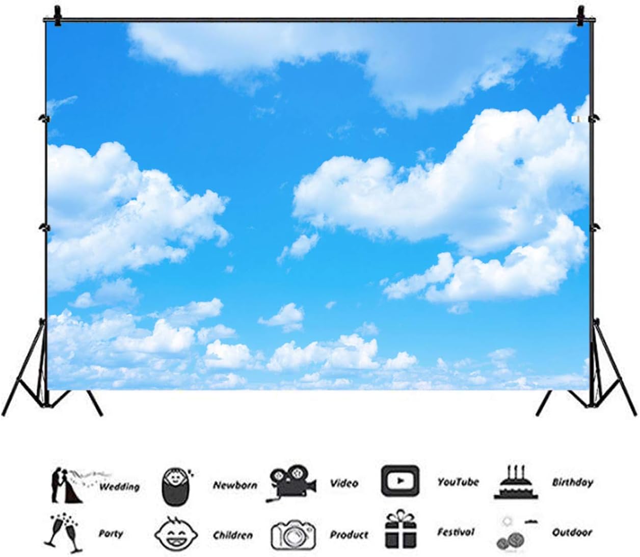 Blue Sky White Clouds Theme Photography Backdrops 7x5ft Clear Sky Kids Birthday Party Banner Newborn Baby Shower Photo Background Wedding Party Decor Studio Props Vinyl