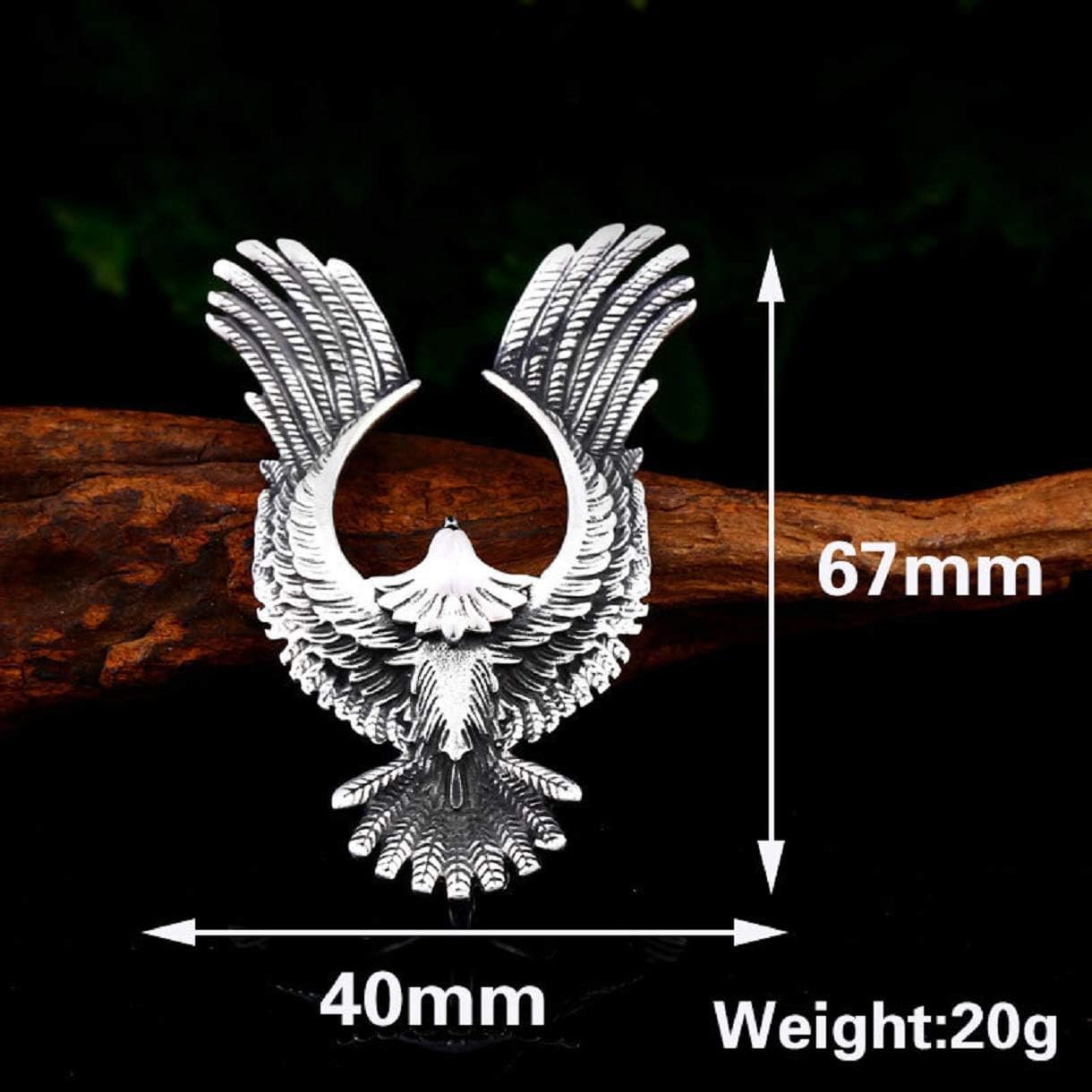 Eagle Pendant, Flying Bald Eagle Necklace for Men, Norse Viking Eagle Wing Necklace Eagle Jewelry, Hip Hop Hawk Charm Necklace Stainless Steel Punk Eagle Animal Pendant Necklace for men - Image 3