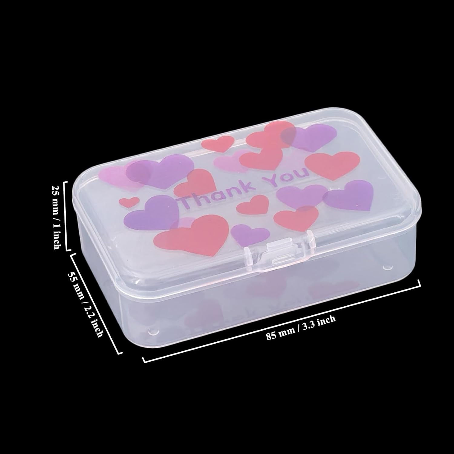 Goodma 12 Pieces Thank You Image Pattern Rectangular Plastic Boxes Empty Storage Organizer Containers with Hinged Lids for Small Items and Other Craft Projects, 3.3 x 2.2 x 1 inch (Transparent) - Image 2