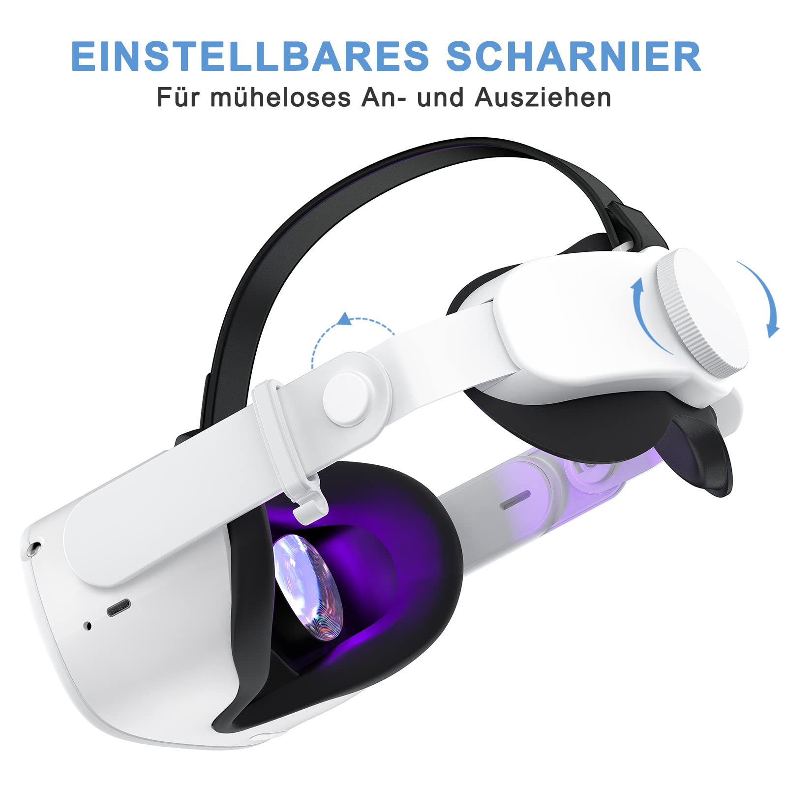 SUPERUS Elite Strap für Oculus Quest 2 - Head Strap Ersatz für Meta Quest 2, VR Zubehör kompatibel mit Quest 2 - Verbesserter Komfort, reduziert den Druck auf den Kopf - mit verstellbarem Scharnier