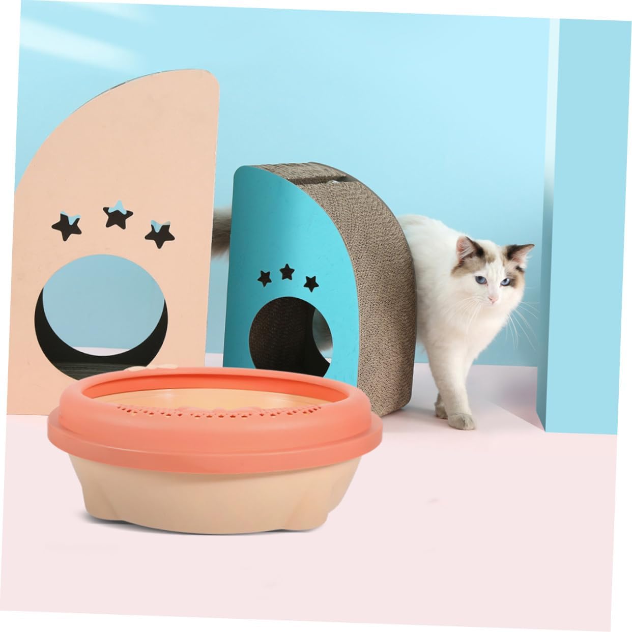 Cat Litter Box with Shovel -Splashing Pet Toilet for Kitten and Puppy Large Size Easy to