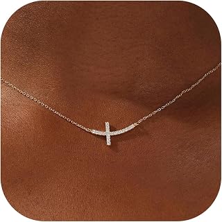 Cross Necklace for Women Cross Choker Datiny Small Cute Sideway Necklaces CZ Layered Faith Pendant Necklace Trendy Religious Jewelry Gift