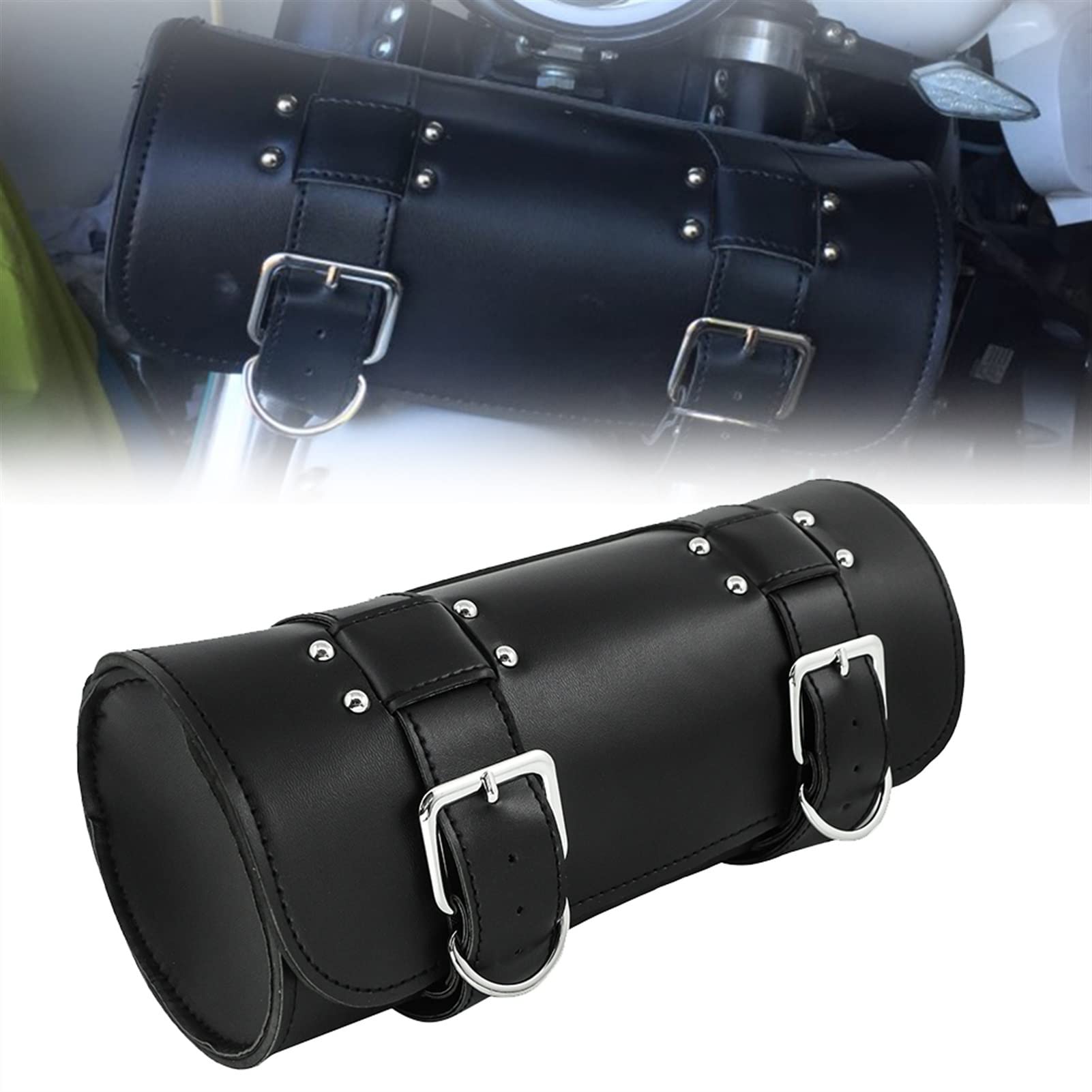 pour Harley Sportster Chopper Bobber Cruiser Dyna Softail Moto Sacoche Selle Bagages PU Sacs Fourche Avant Sac À Outils Sac À Outils Moto Accessoires