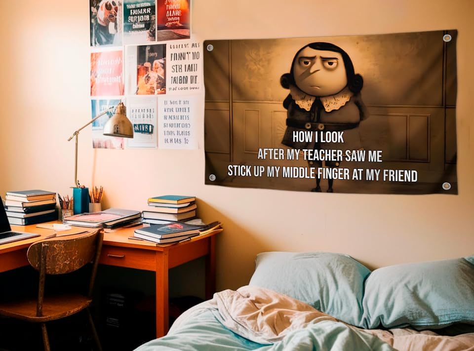 3x5 Feet Humorous Meme Flag with Funny Character and Quote with 4 Brass Grommets - Single Sided Comical Poster for Decor College Dorm or House - Polyester Cool Tapestry Flags for Room Boys and Girls - Image 3
