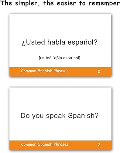 Miniatura 3 de 100 tarjetas de frases esenciales en español para adultos – Aprende frases en español para principiantes con tarjetas duraderas y portátiles