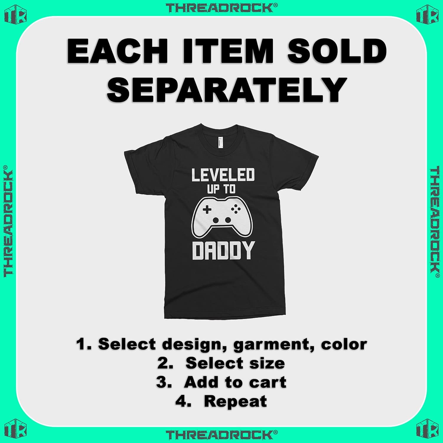 Threadrock Leveled Up to Daddy & Player 2 | Dad and Baby Son Daughter Matching Shirts Set