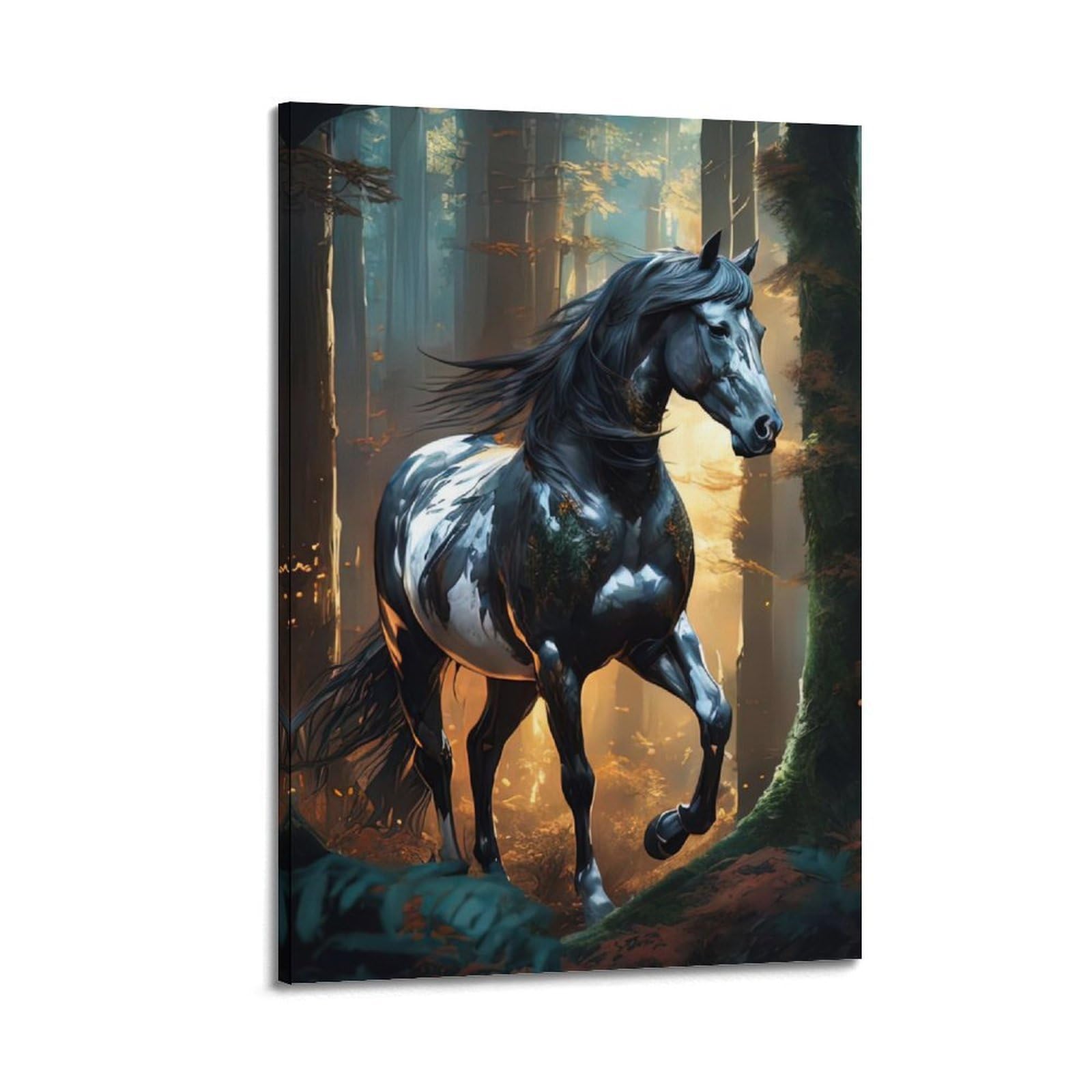 WZKTCL Animal Poster Horses in The Woods Artwork Poster Decorative Painting Canvas Wall Posters And Art Picture Print Modern Family Bedroom Decor Posters 20x30inch(50x75cm)