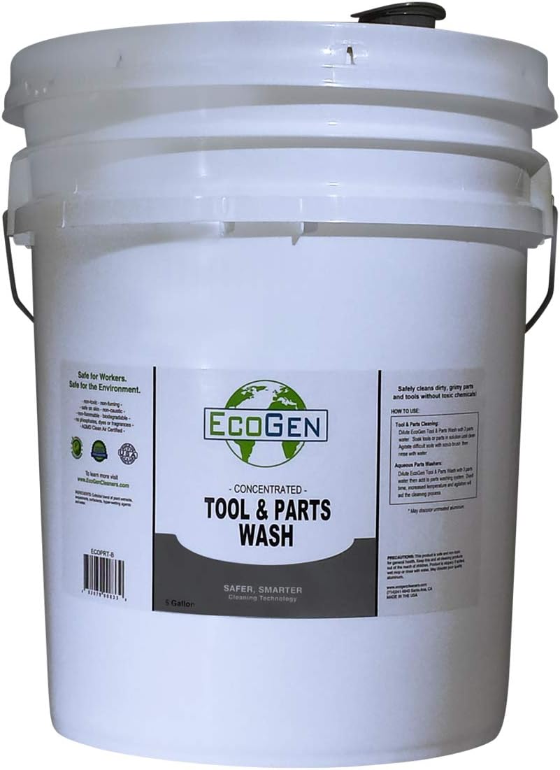Tool & Parts Cleaner; 4X Concentrated Formula, Non-Flammable Parts Washer Solution, Biodegradable, Water Based, Safe On Skin, 5 Gallon Bucket