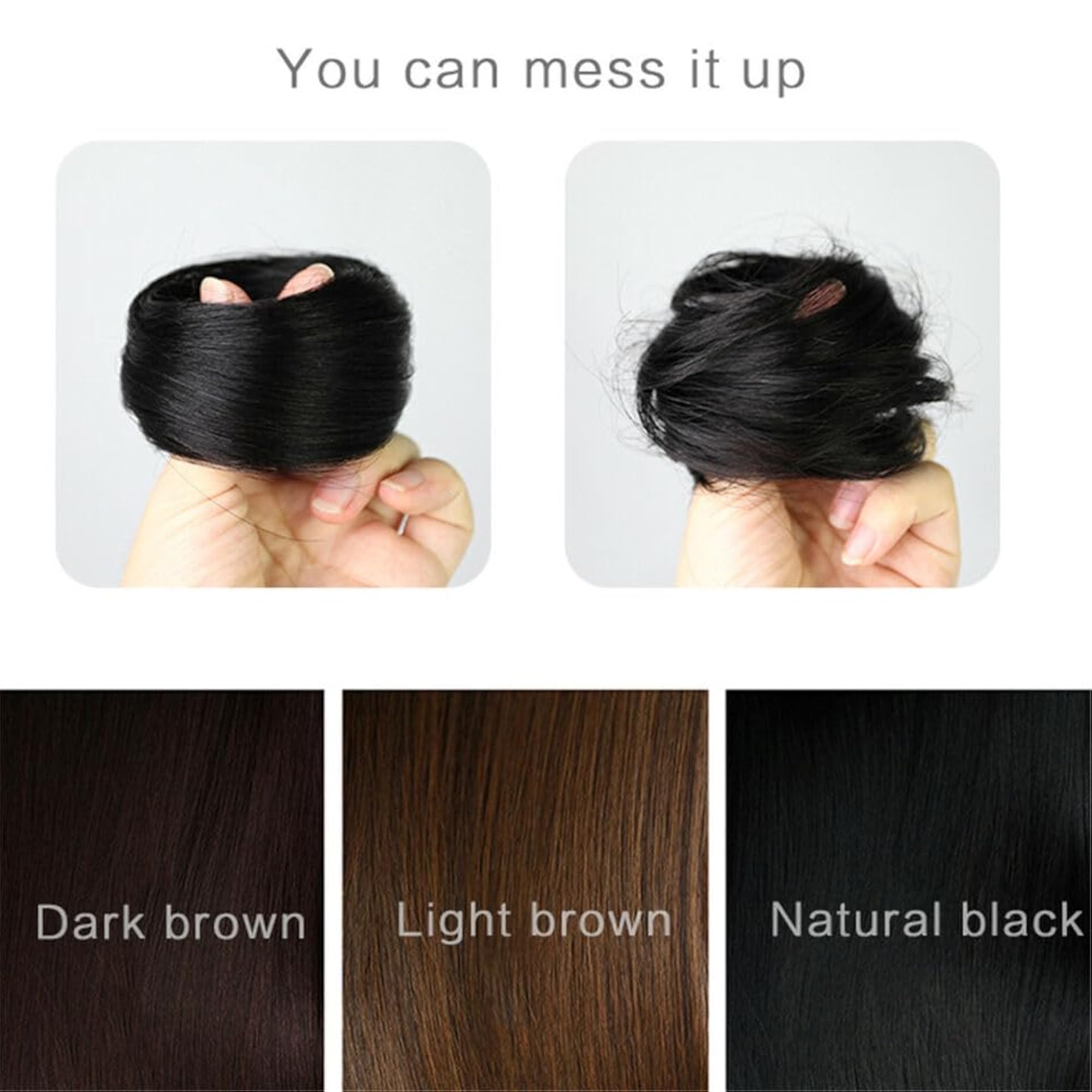 100% Human Hair Bun Extensions Messy Hair Bun Scrunchies