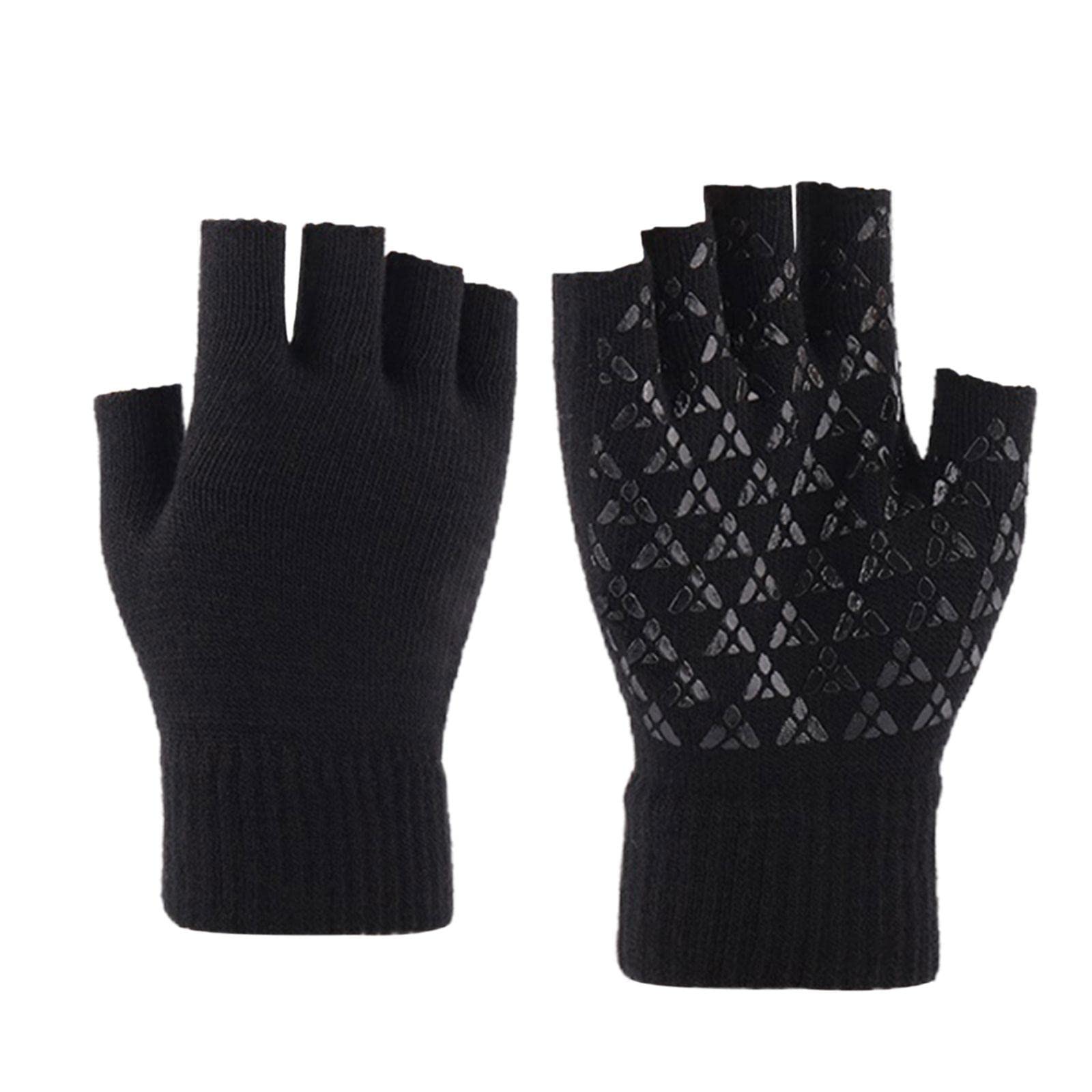 Half Finger Gloves Warm Mittens Half Fingerless Knitted Gloves Men Women Black |Clothing Shoes & Accessories | Mens Accessories | Gloves & Mittens-image-32