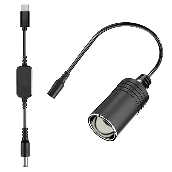 USB-C to 12V DC Power Cable with Voltage Display for LED Strips, Cameras, Routers | You Safely Get 12V/1A/2A/3A from USB-C PD Power Bank or Wall Charger with Ciga Lighter Socket