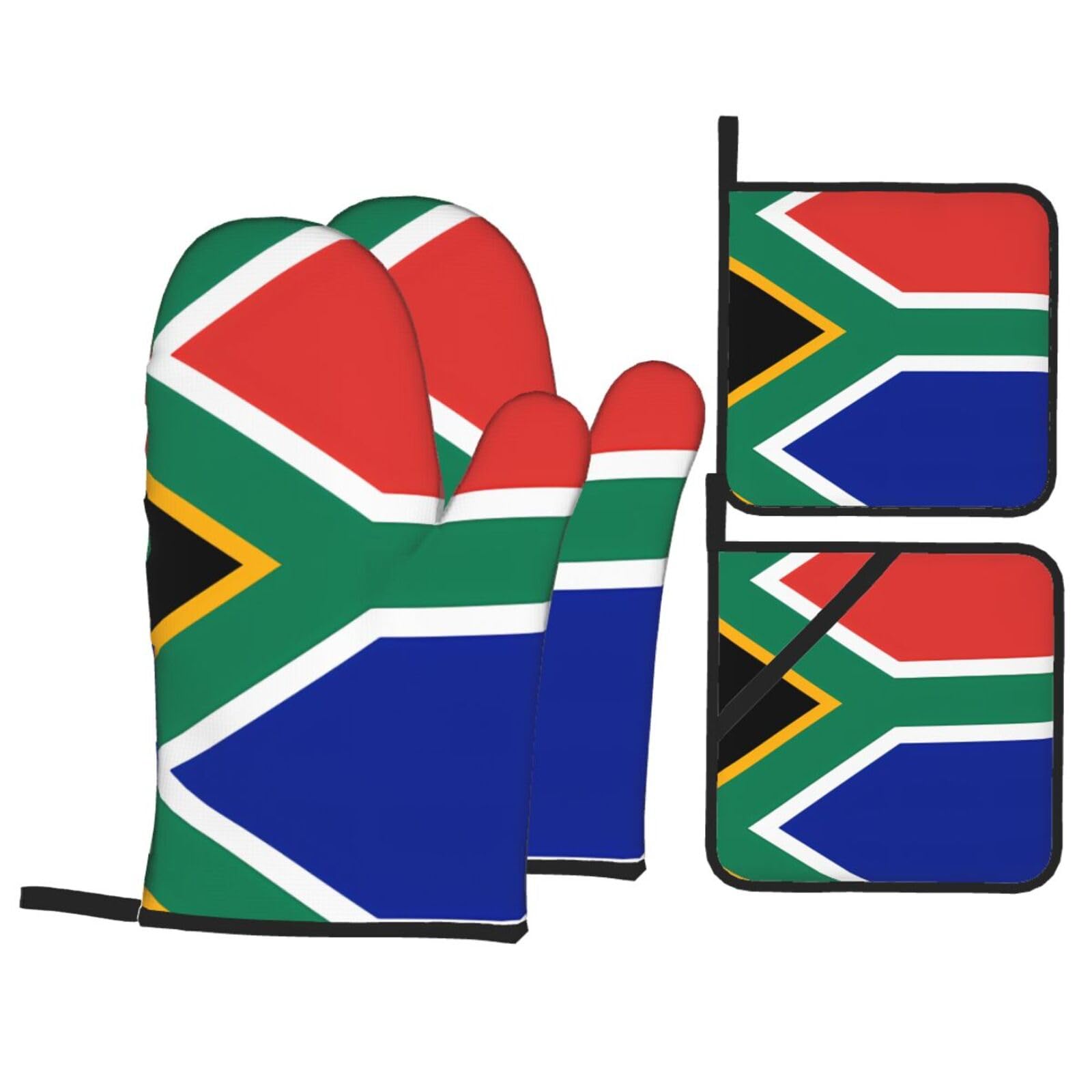 South Africa Flag Oven Mitts and Pot Holders 4 Pcs Set, Heat Resistant Cooking Baking Gifts