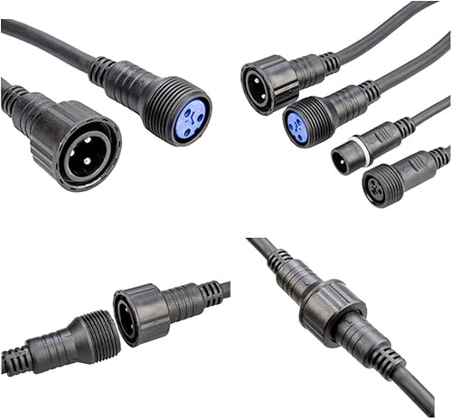 Miniatura 7 de Cable de alimentación Dmx impermeable, 6.6 ft 6.6 pies macho hembra Dmx+conector de salida de datos de alimentación, cable Dmx impermeable y cable