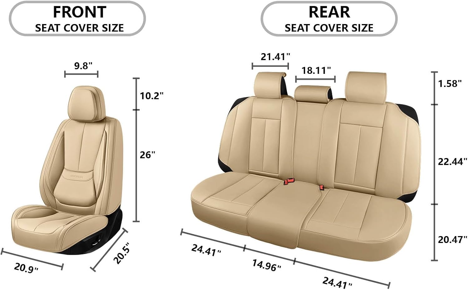 Car Seat Covers, Leather Seat Covers for Cars Full Set, Waterproof and Breathable Suitable for Most SUV/Truck/Sedan/Automotive 5 Pack(Beige)