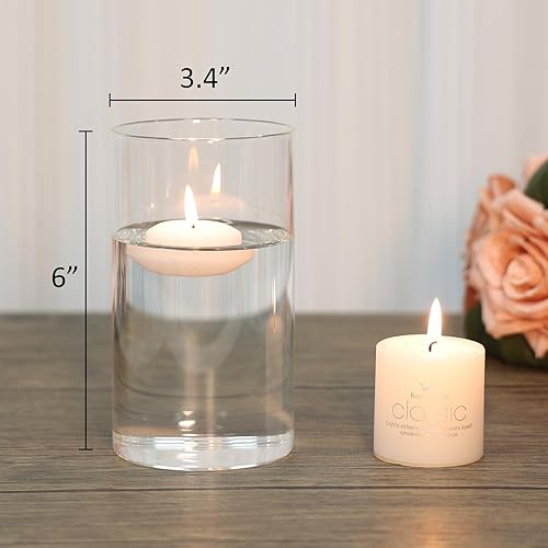 Miniatura 6 de 12 jarrones cilíndricos transparentes para centros de mesa, jarrones de flores de vidrio para decoración de bodas y decoración del hogar, portavelas