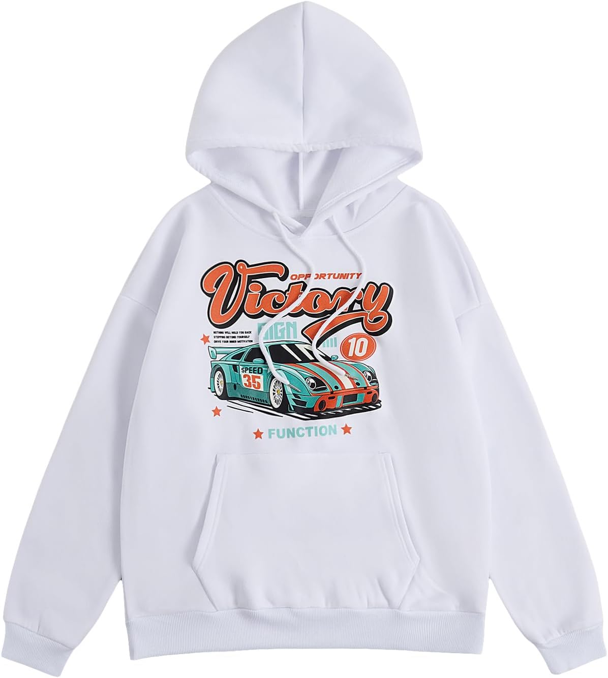 SweatyRocks Women's Oversized Hoodies Vintage Car Graphic Fleece Sweatshirt Hooded Fall Top with Pocket