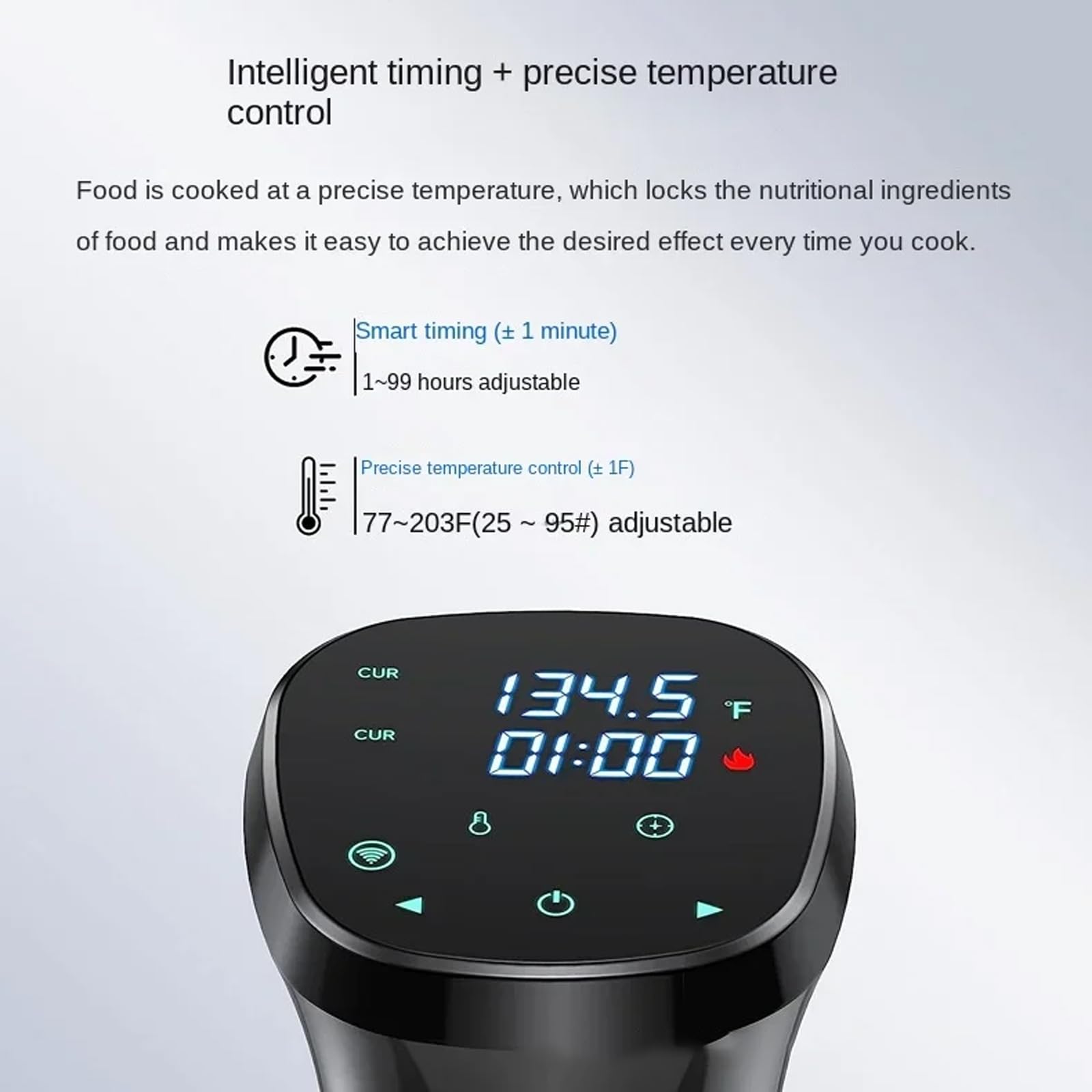 Cocina Sous Vide, circulador de inmersión térmica de 1100 W, máquina de precisión Sous Vide, calentamiento rápido con control de pantalla digital de temperatura y tiempo de receta, cocina precisa