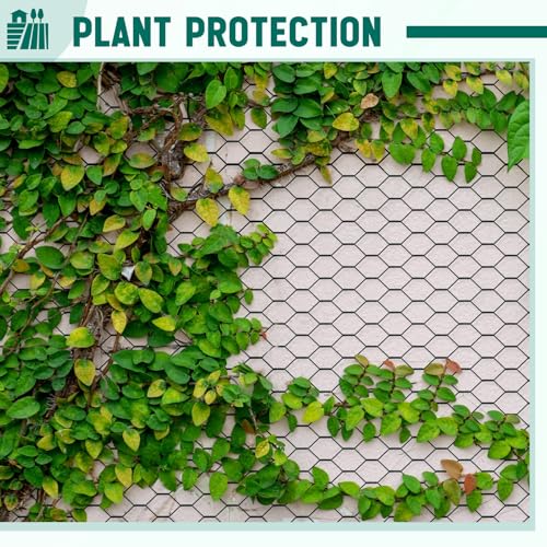 Image of GlikCeil 24 in x 300 ft Chicken Wire Mesh Fencing for Floral Garden, 23 Gauge Black Galvanized Steel Wire, 1 Inch Hexagonal Hardware Cloth Netting for Farm Crafts Poultry Coop Barrier Rabbit Cage