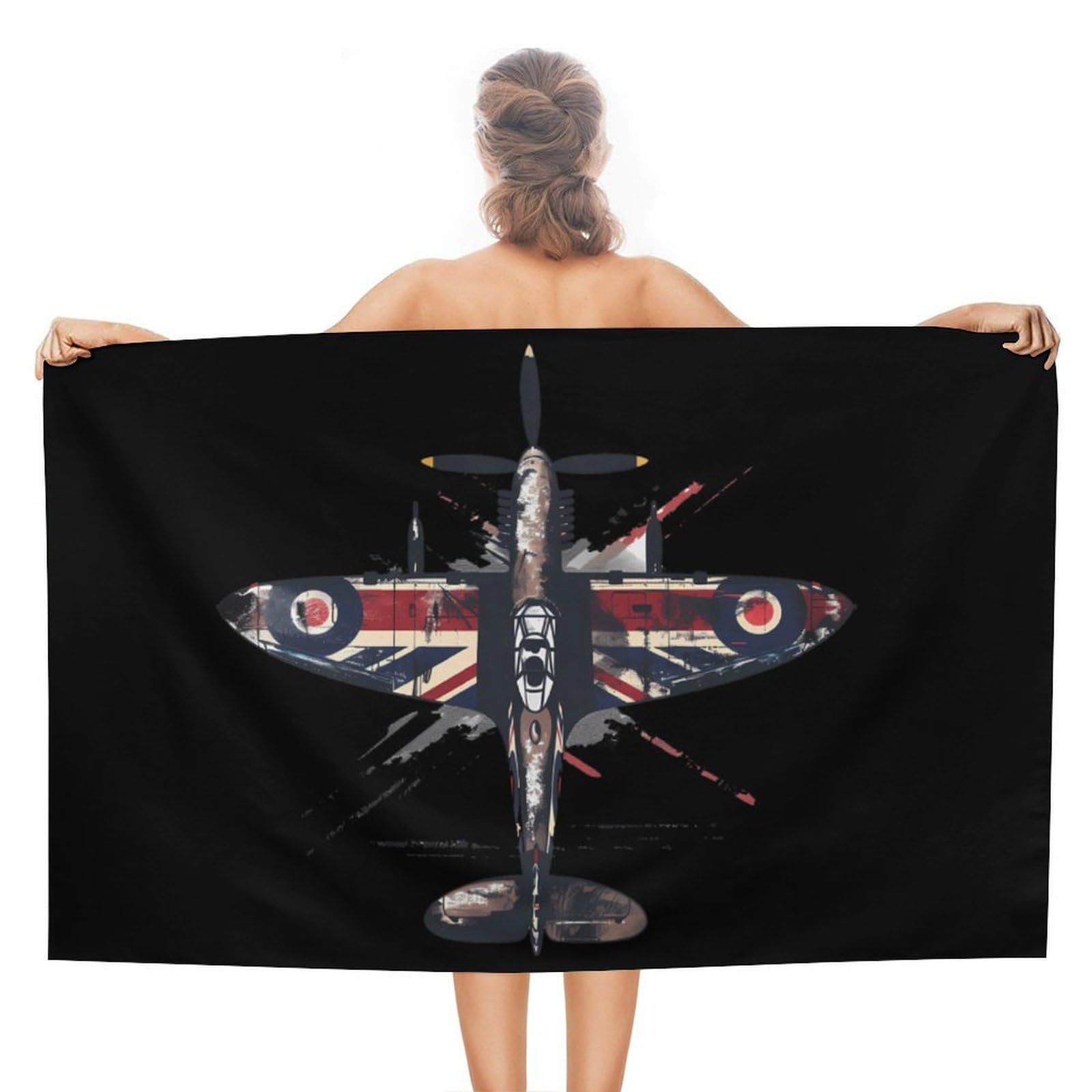CGSBNGHA WW2 Spitfire Iconic British Airplane Beach Towels Soft Bathroom Bath Pool Swim Towels for Women Men