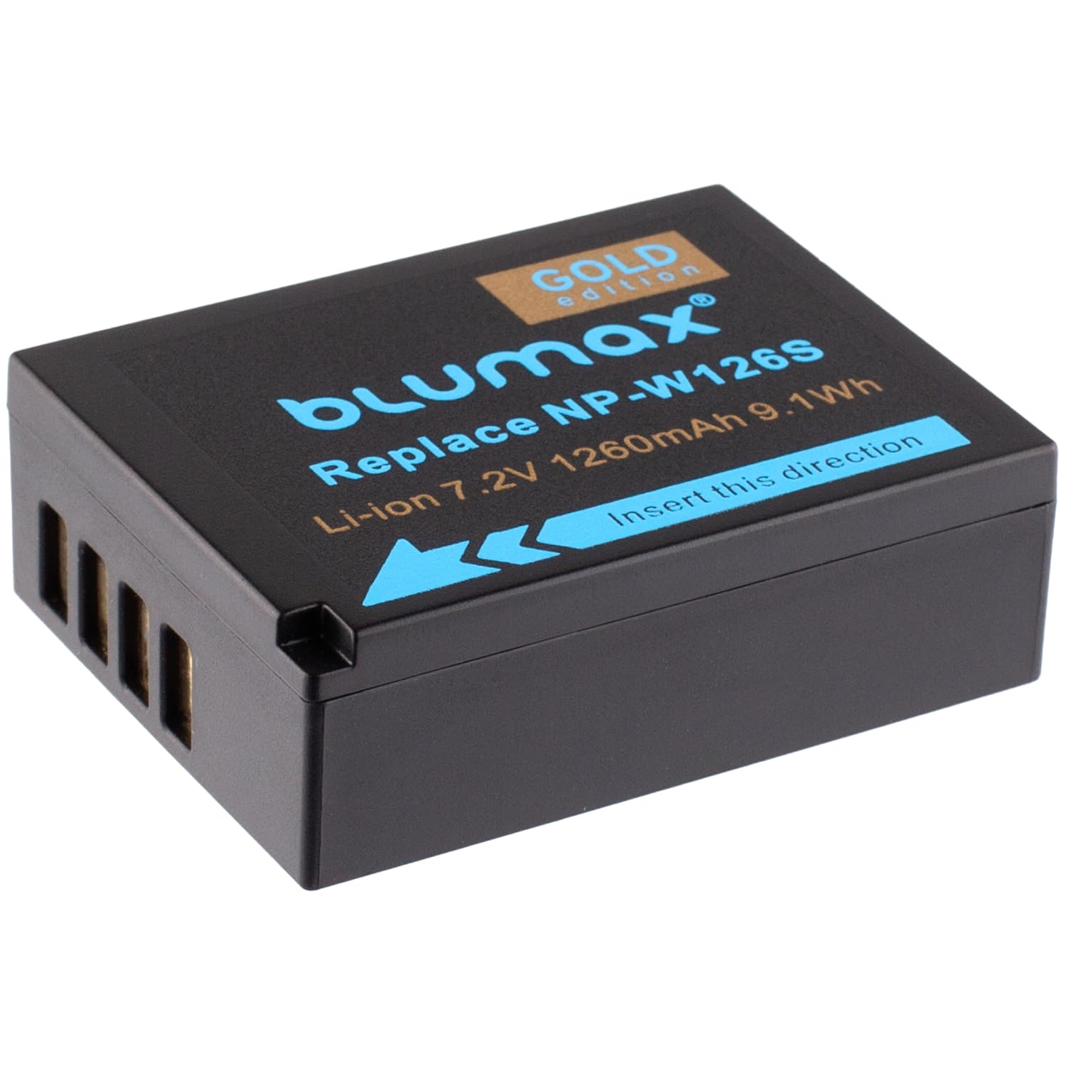 Blumax - 2 batterie compatibili con Fujifilm NP-W126s, 1260 mAh, Fuji NP-W126 per X-A7 X-E4 X-H1 X-M5 / X-Pro3 X-T30 II X-T200 / HS50EXR X100VI