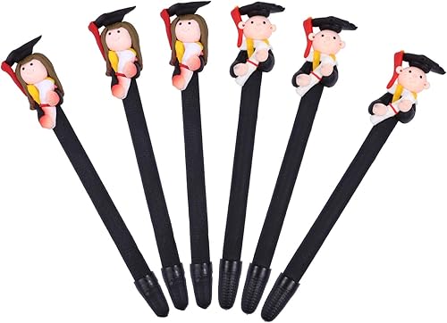 Miniatura 1 de Sewroro 6 bolígrafos con tapa de doctorado, bolígrafos de regalo de graduación de polímero, novedosos bolígrafos de escritura de serie doctoral,