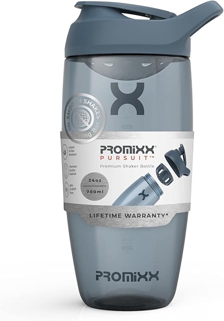 Promixx Pursuit Protein Shaker Bottle - Premium Shaker for Protein Shakes - Lifetime Durability, Leakproof, Odourless - 700ml / 24oz (Midnight Blue)
