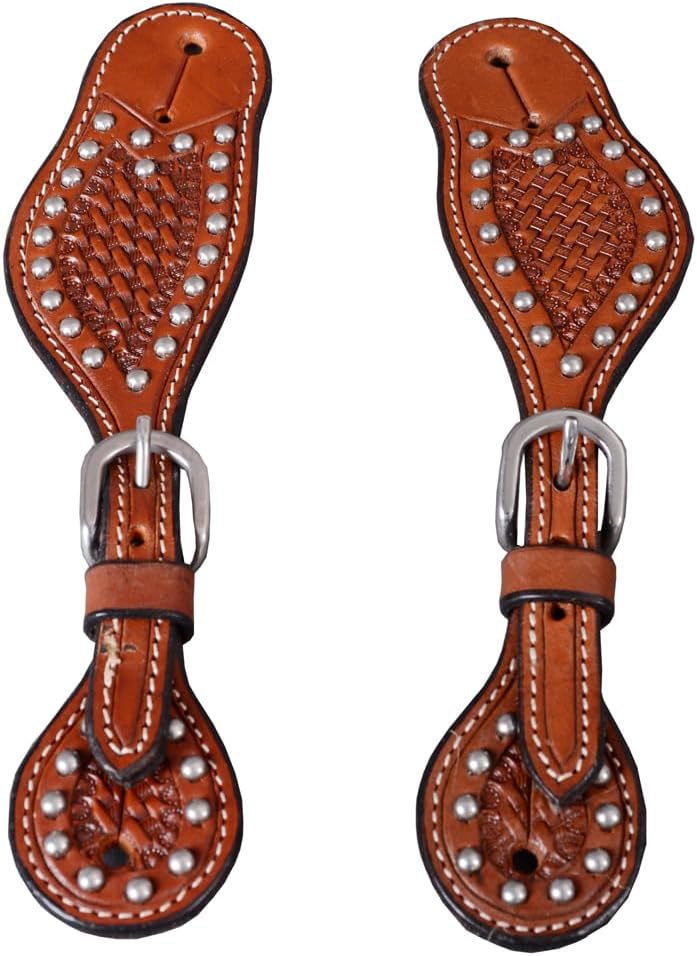 American Leather Spurs Straps for Adults Western Womens Spur Horse Riding Barrel Racing Show and Rodeo Strap