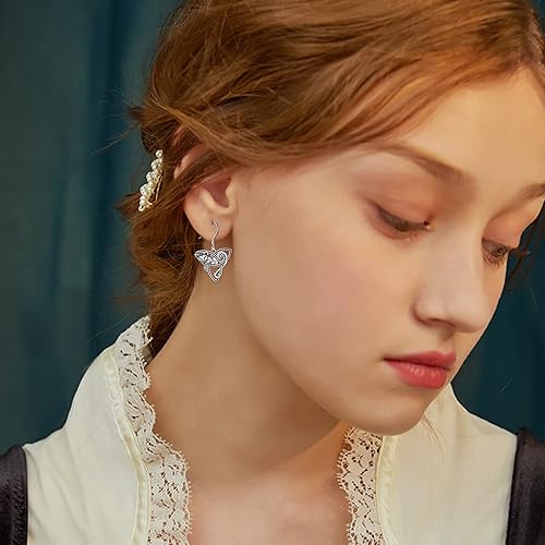 Miniatura 2 de POPLYKE 925 Sterling Silver Celtic CatFoxMoon Owl Earrings, Cute Animal Earrings, Gift for Women