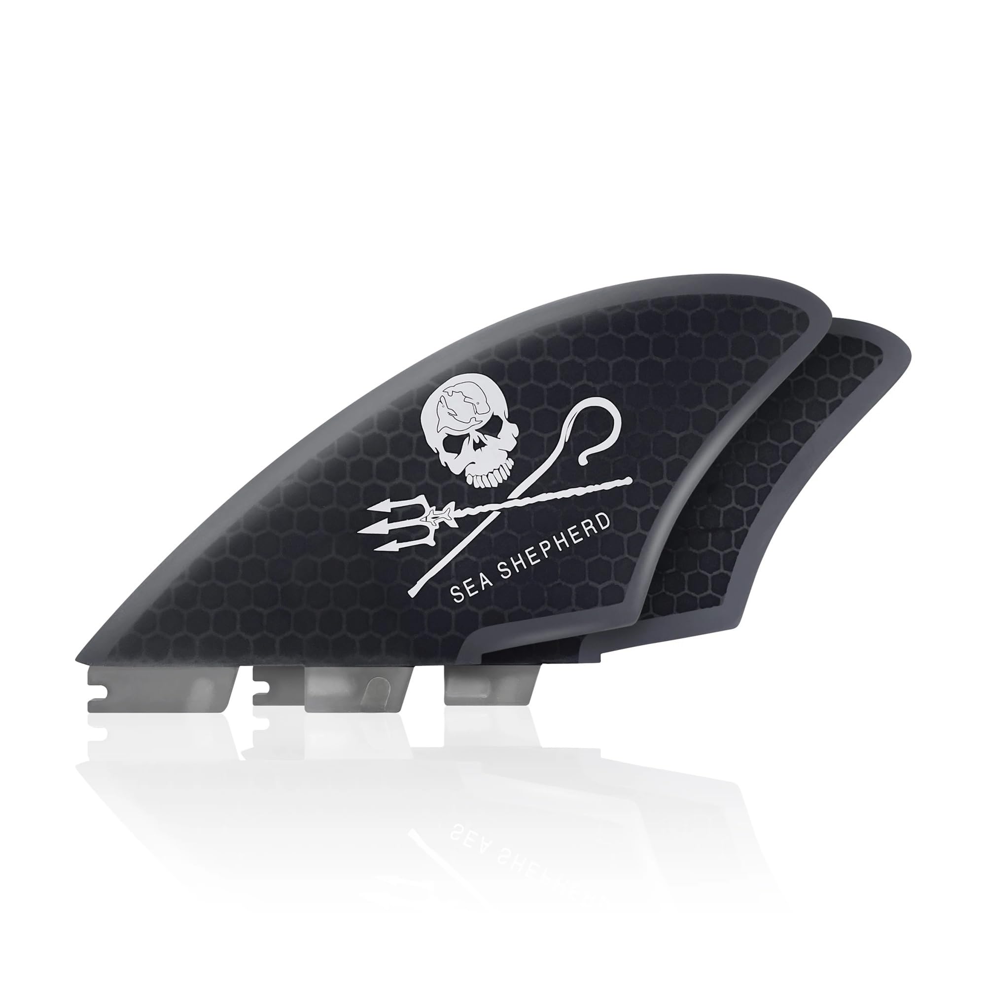 Quillas de Surf Twin Keel de una y Dos pestañas - Juego de quillas Dobles de Fibra de Vidrio con Panal, Tornillos y Llave for quillas(FC2-Skull)