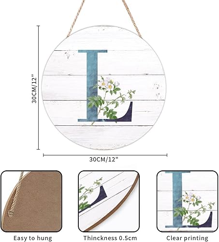 Vista 140 de Welcome Sign for Wall Initial Letter C Blue Round Wood Signs Monogram White Floral Wood Plaque Fresh Flowers 12in Mid Century Home Wall Decor for