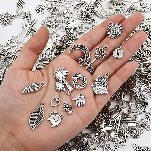 Image of Street27 100 Pieces Wholesale Bulk Lots Jewelry Making Silver Charms Mixed Smooth Tibetan Silver Metal Charms Pendants Animal figures DIY for Necklace Earring Bracelet Keyrings and Crafting