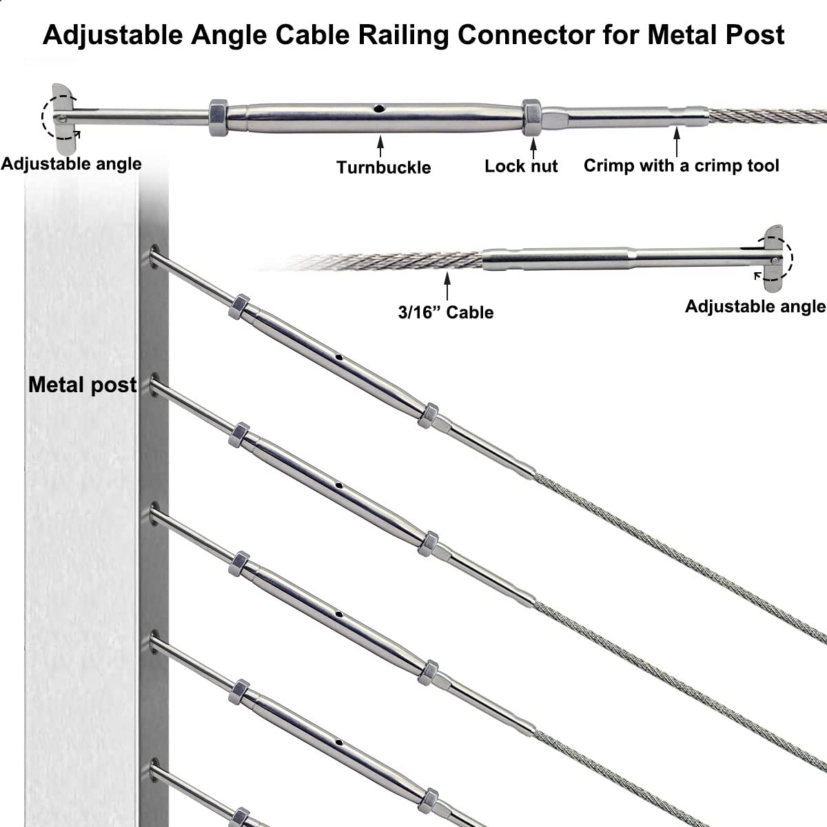 Snapklik.com : Lulultn Stainless Steel Cable Railing Hardware Kit