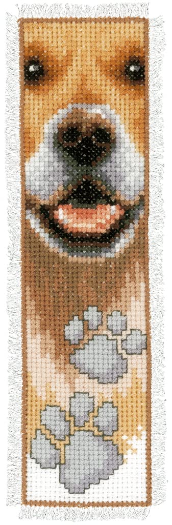 Vervaco Bookmark Dog Footprint Counted Cross Stitch Kit, Multi-Colour