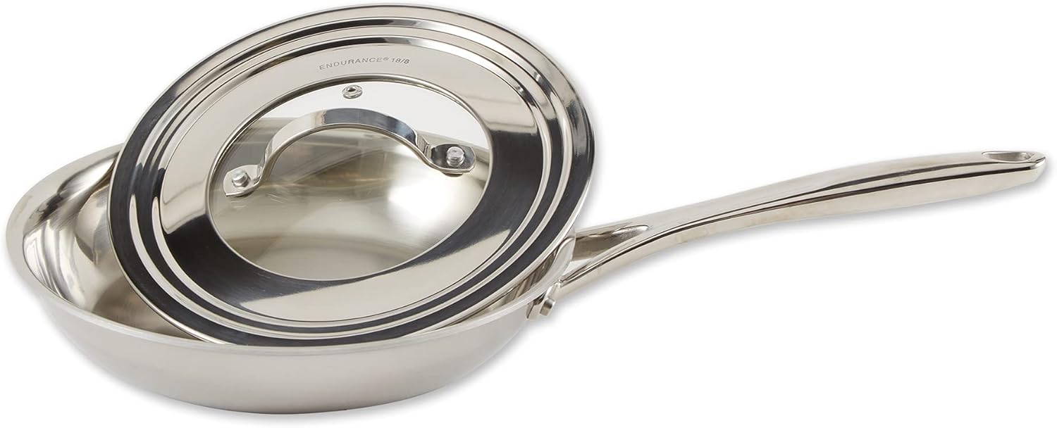 RSVP International Endurance Universal Lid with Glass Insert, Stainless Steel, Fits 5.5" - 9" | Secure Tempered Glass | Fits Frying, Sauté, Sauce, Stock Pots & Pans | Dishwasher & Oven Safe : Everything Else