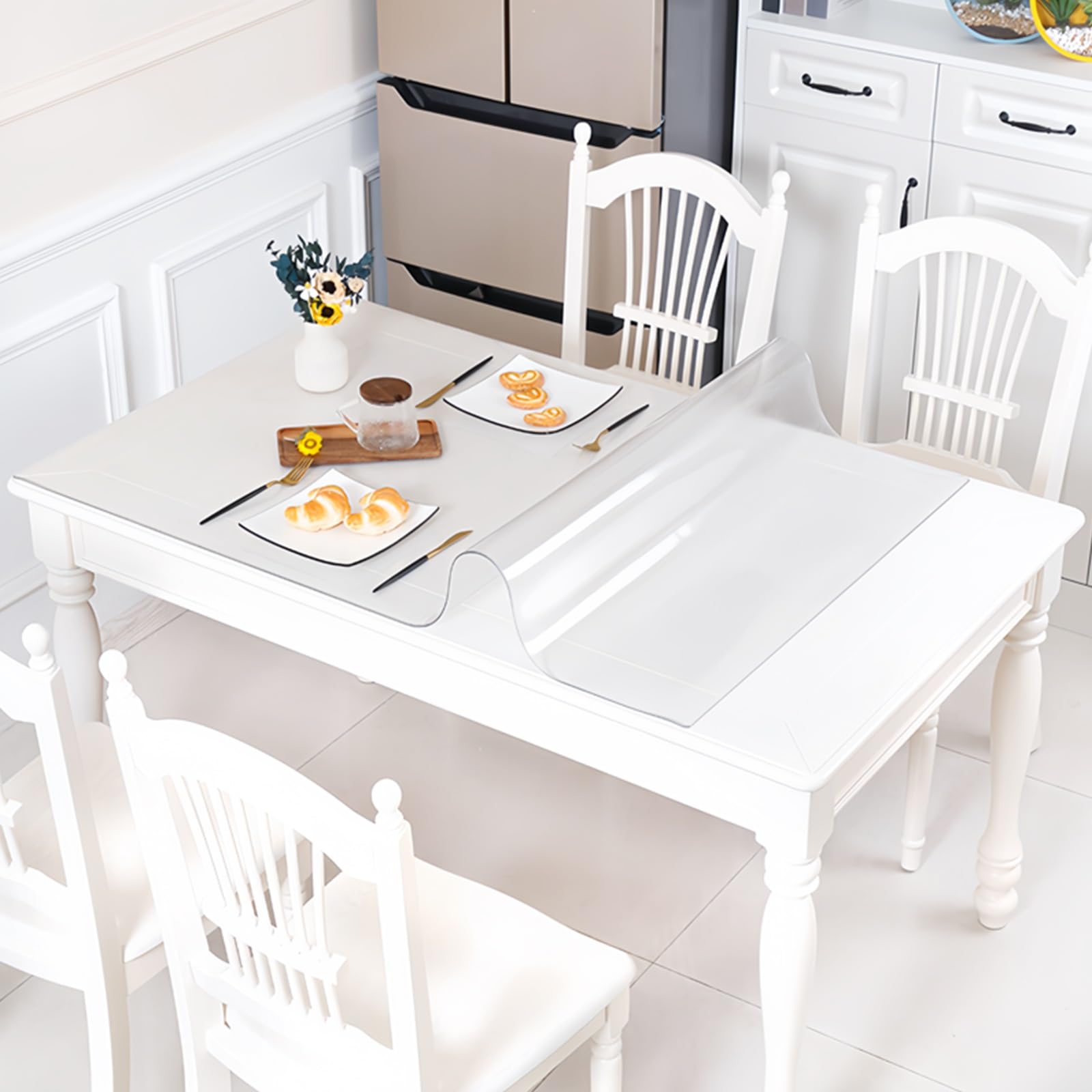 Non-Slip PVC Clear Desk Pad 30~170cm, Heat Resistant & Waterproof Transparent Desk Writing Mat, Clear Table Protector for Coffee & Dining Room Table, Multisize Vinyl Table Protector(50cm x 140cm)