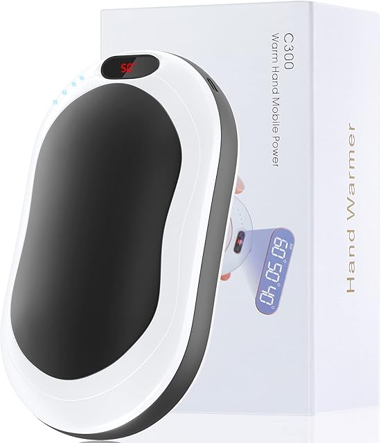 Hand Warmer, Rechargeable 10000mAh Hand Warmers, 3 Levels Heating Electronic Pocket Heater, Portable Power Bank, USB Powered - Ideal Winter Gifts for Women, Men