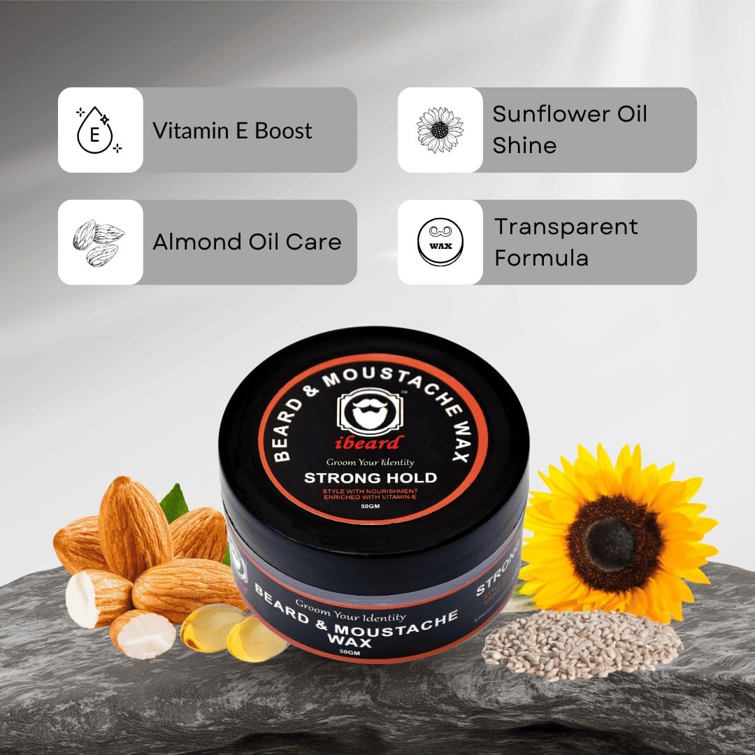 ibeard Beard & Moustache Wax For Men|Beard & Mustache Styling|Long Lasting Strong Hold|Non-Sticky (Pack Of 1, 50Gm) 2