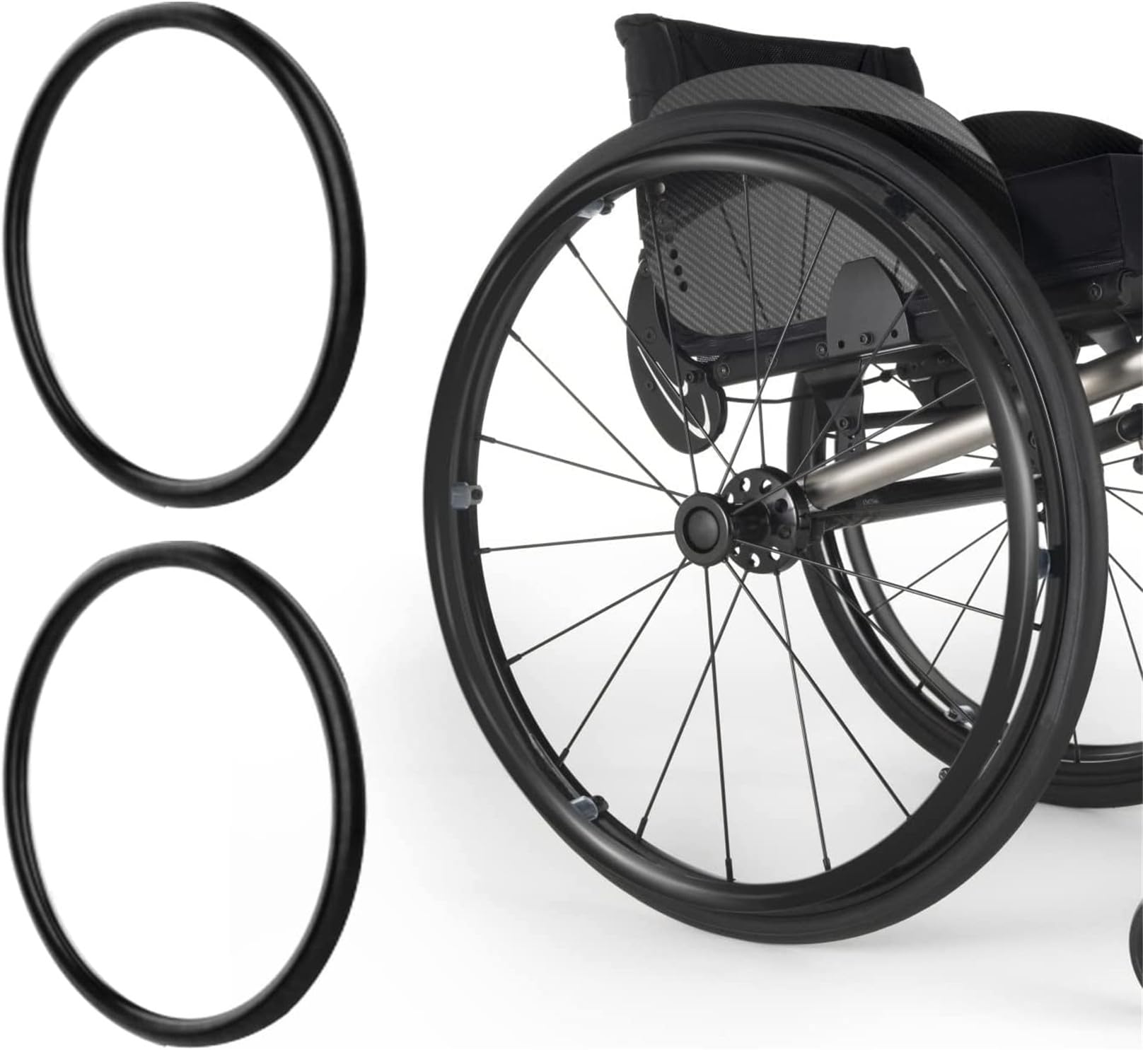 UYSELA Wheelchair Push Rim Covers 22/24In Rear Wheel Sports Wheelchair Cover Wheelchair Handrim Covers Non-Slip Wear-Resistant Wheelchair Push Rim Covers,Black,24in